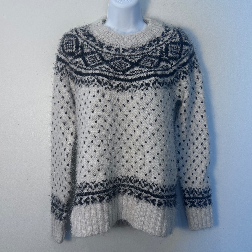 Vintage Abercrombie Fitch Y2K Fair Isle Fuzzy Knit Sweater‎ Womens Sz M Pullover